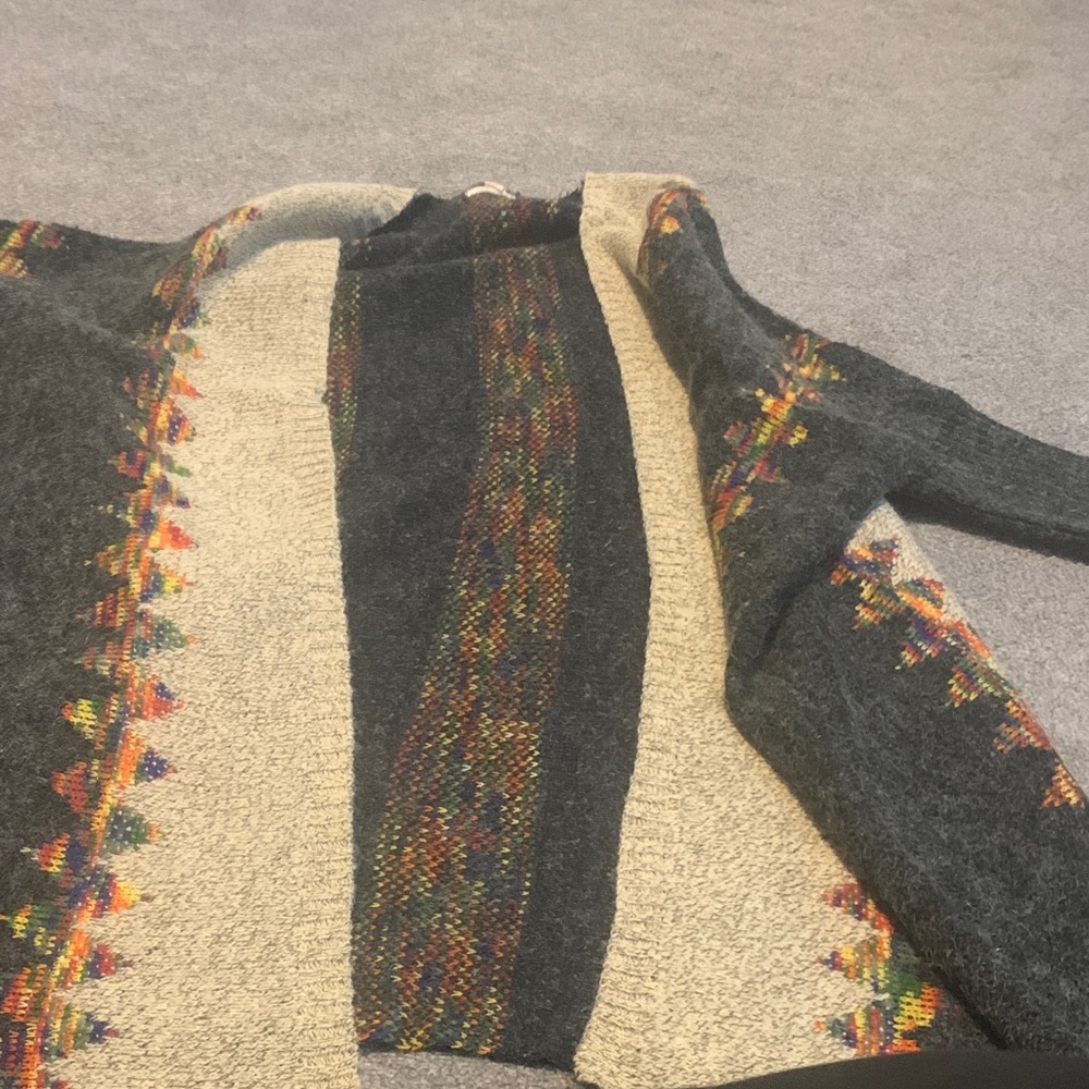 Debut Gray and Cream Patterned Women's Cardigan